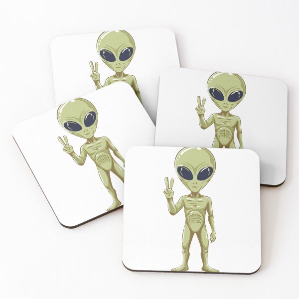 Item preview, Cute Alien Peace Sign Character Art designed and sold by NebulaXion.