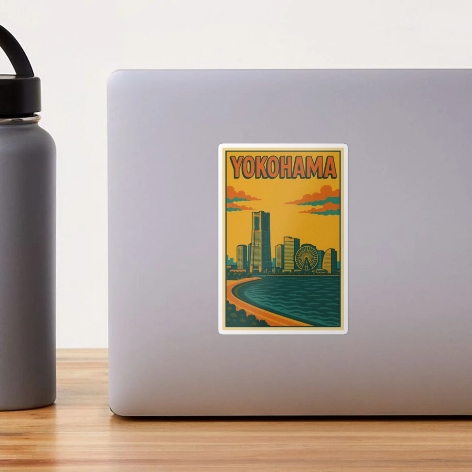 Retro Yokohama City Poster | Digital Pop Art Japan Travel Print