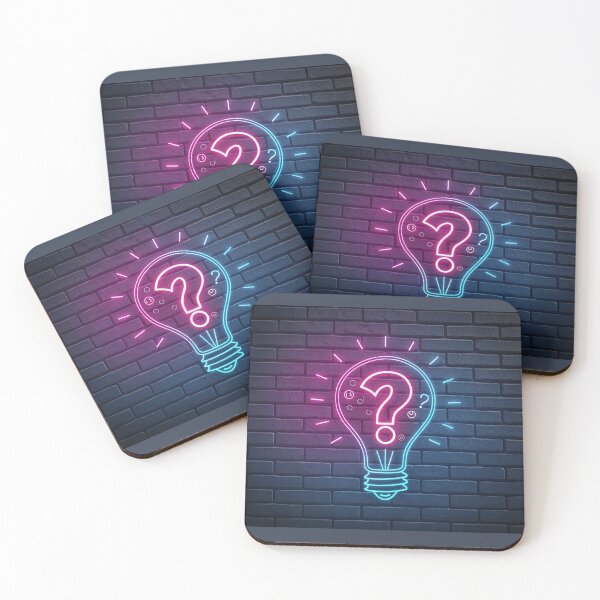 Item preview, Glowing Question Mark in Light Bulb Concept for Engaging neon two colours pink and blue designed and sold by elkuni.