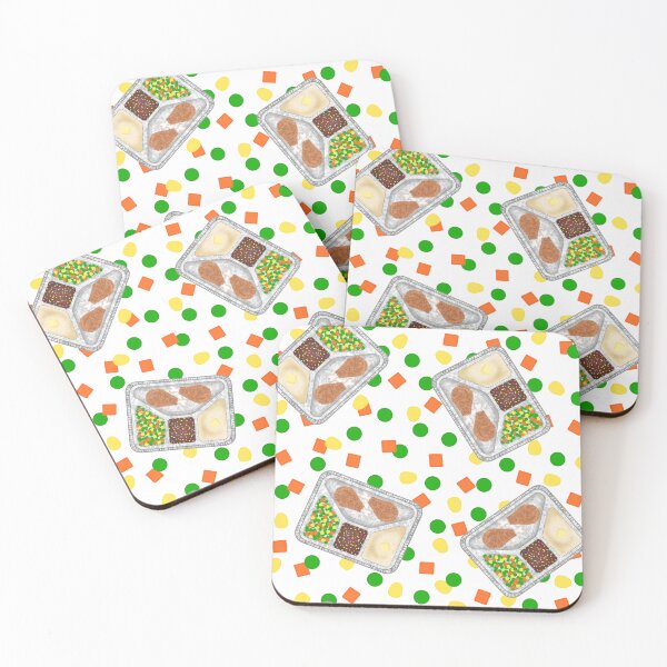 Item preview, Retro 80’s TV Dinner Tray Food Fried Chicken Peas Corn Carrots On White designed and sold by MBeesShop.