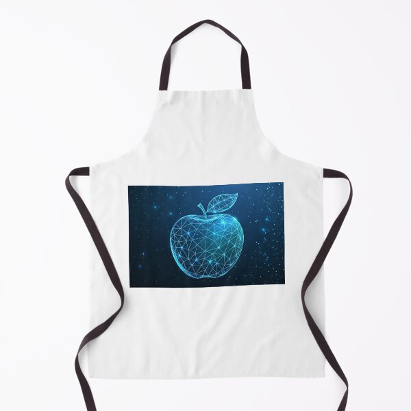 Item preview, glowing wireframe apple rendered in neon blue against deep space backdrop lowpoly design creates faceted surface evoking futuristic digital fruit concept designed and sold by elkuni.
