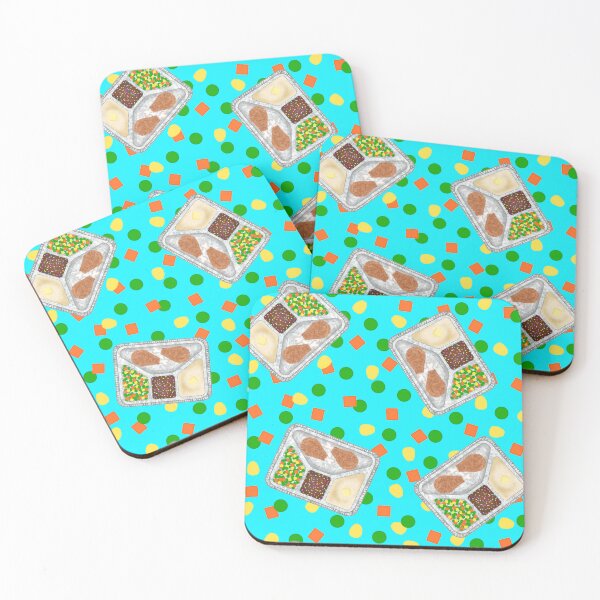 Item preview, Retro 80’s TV Dinner Tray Food Fried Chicken Peas Corn Carrots On Turquoise Blue Green Teal designed and sold by MBeesShop.