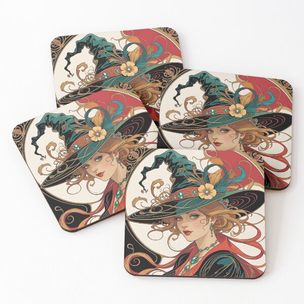 Item preview, Art Nouveau Sassy Witch Hat designed and sold by Edenglow Prints & Peculiars.