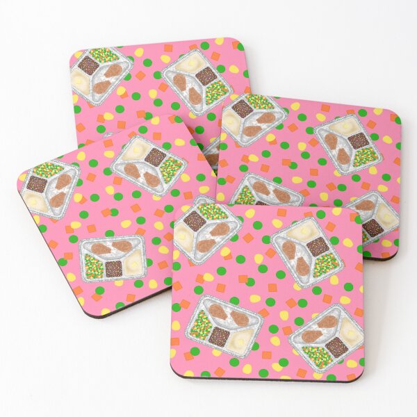 Item preview, Retro 80’s TV Dinner Tray Food Fried Chicken Peas Corn Carrots On Pink designed and sold by MBeesShop.