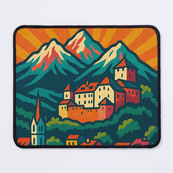 Item preview, Vaduz Travel Poster | Retro Pop Art City Print | Liechtenstein Wall Art | Colorful European Cityscape | Vintage-Inspired Vaduz Illustration designed and sold by PaintedPixels01.