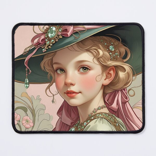 Item preview, Pink Ribbon Young Witch in Art Nouveau designed and sold by Edenglow Prints & Peculiars.