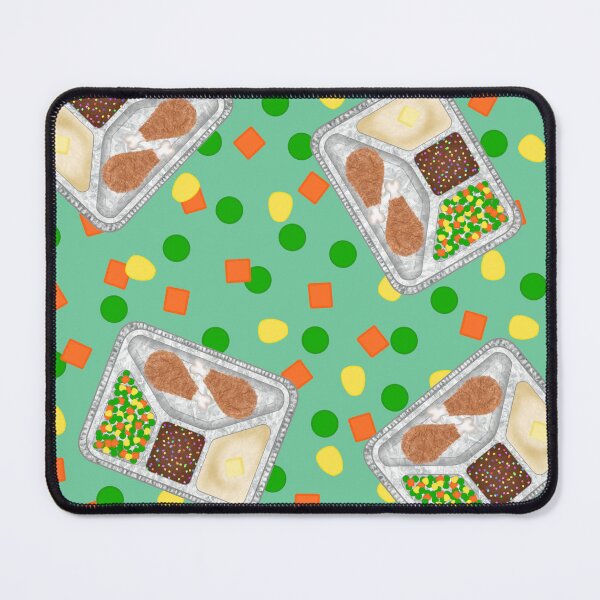Item preview, Retro 80’s TV Dinner Tray Food Fried Chicken Peas Corn Carrots On Light Pastel Teal Green designed and sold by MBeesShop.