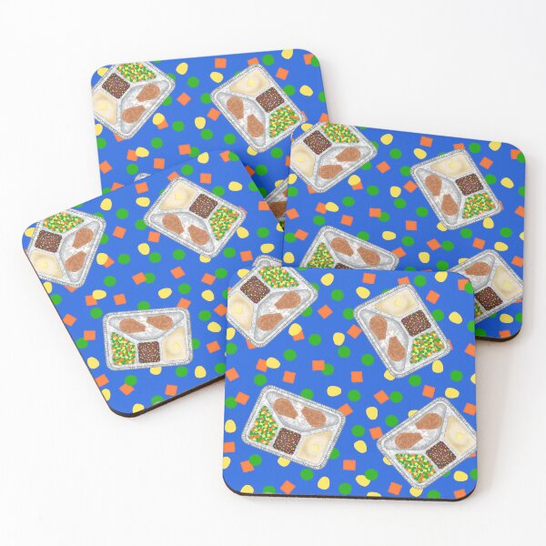 Item preview, Retro 80’s TV Dinner Tray Food Fried Chicken Peas Corn Carrots On Blue designed and sold by MBeesShop.