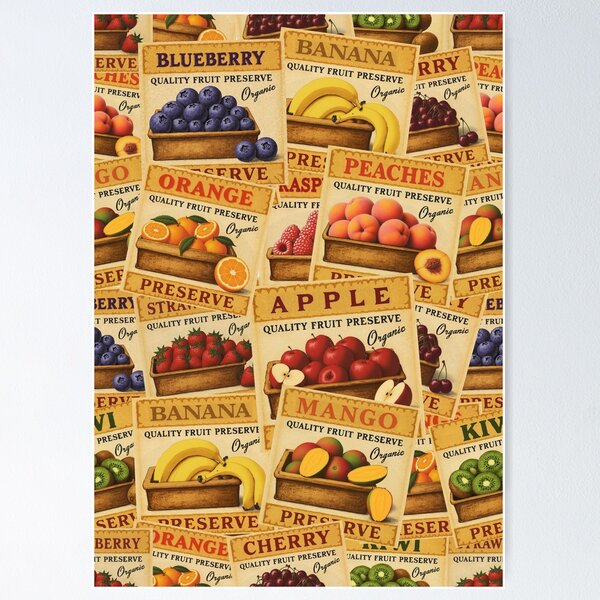 Item preview, Retro Fruit Sticker Labels Sticker Pack Vintage Sticker Pack designed and sold by Wordsmith-Wear.