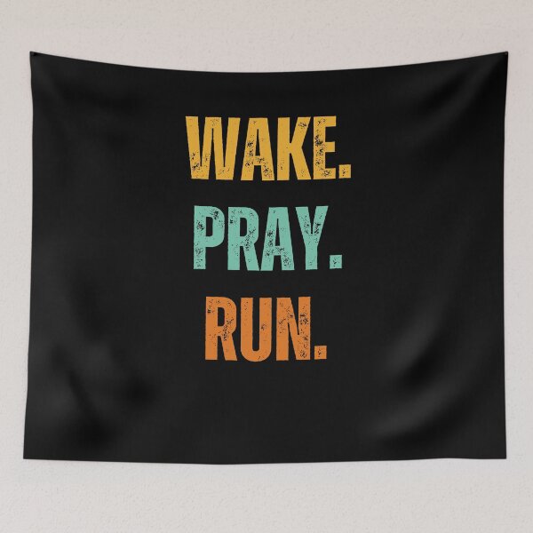 Item preview, Wake. Pray. Run. Christian Faith runner retro running prayer designed and sold by snowry.