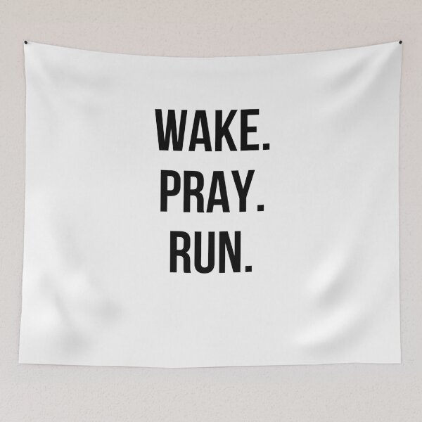 Item preview, Wake. Pray. Run. Cute Christian Faith runner running prayer designed and sold by snowry.