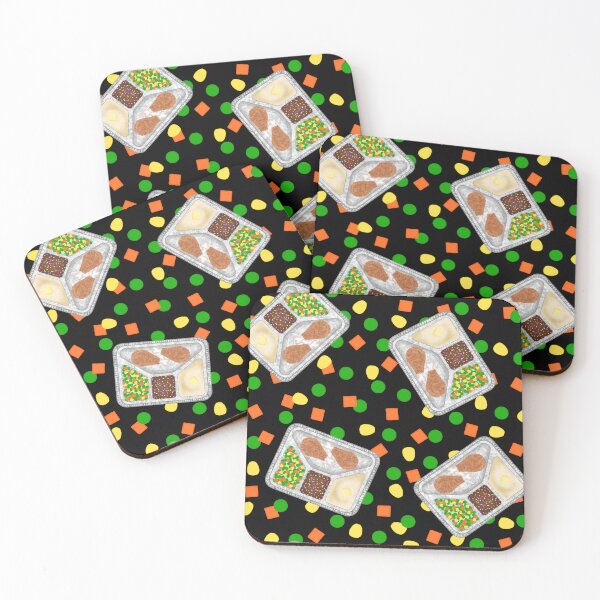Item preview, Retro 80’s TV Dinner Tray Food Fried Chicken Peas Corn Carrots On Black designed and sold by MBeesShop.
