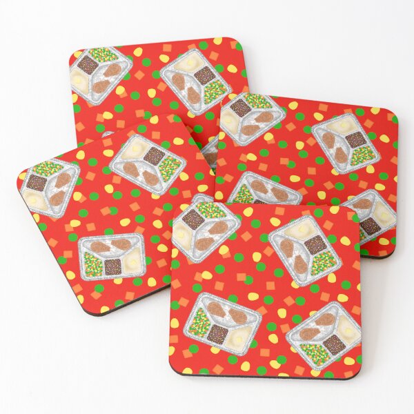 Item preview, Retro 80’s TV Dinner Tray Food Fried Chicken Peas Corn Carrots On Red designed and sold by MBeesShop.