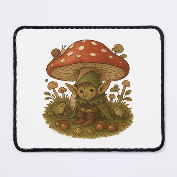 Item preview, Whimsical Goblin Sitting Under Mushroom designed and sold by Hydravisions.