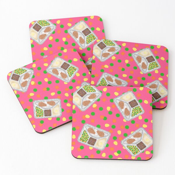 Item preview, Retro 80’s TV Dinner Tray Food Fried Chicken Peas Corn Carrots On Bright Pink designed and sold by MBeesShop.