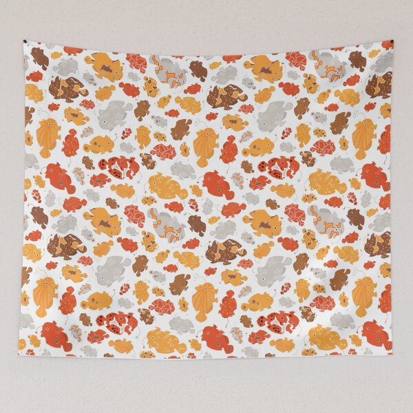 Item preview, Frogfish Scatter - Orange on White designed and sold by Squilla Design Studio.