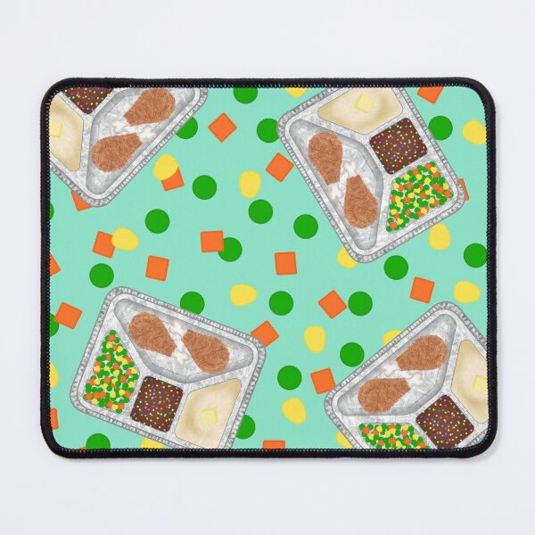 Item preview, Retro 80’s TV Dinner Tray Food Fried Chicken Peas Corn Carrots On Light Pastel Teal Green Blue Turquoise designed and sold by MBeesShop.