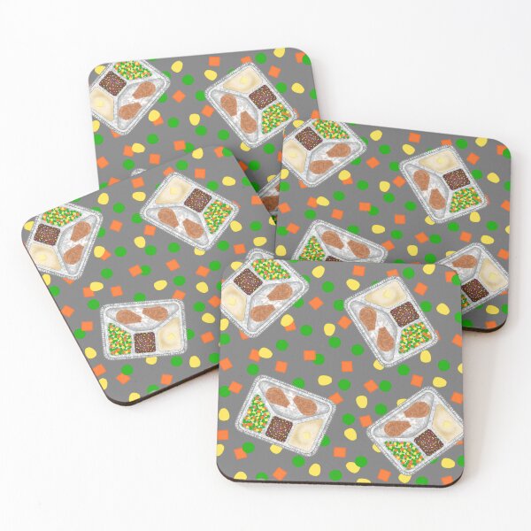 Item preview, Retro 80’s TV Dinner Tray Food Fried Chicken Peas Corn Carrots On Gray Grey designed and sold by MBeesShop.
