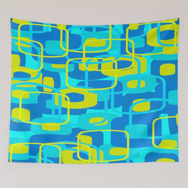 Item preview, Retro Blue and Yellow Abstract Pattern designed and sold by Andrew  Hitchen.