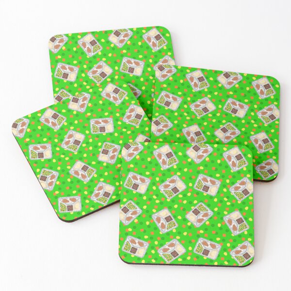 Item preview, Retro 80’s TV Dinner Tray Food Fried Chicken Peas Corn Carrots On Bright Lime Green Small designed and sold by MBeesShop.