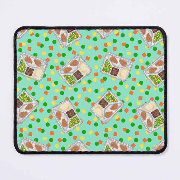 Item preview, Retro 80’s TV Dinner Tray Food Fried Chicken Peas Corn Carrots On Light Pastel Teal Green Blue Turquoise Small designed and sold by MBeesShop.