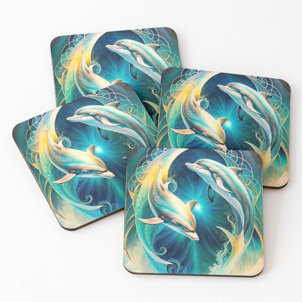 Item preview, Two Happy Mystical Dolphins designed and sold by Lightworker11.