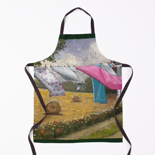 Item preview, Laundry Day on the Farm, Country Scene with Hay Bales Painting designed and sold by JoyfulWhimsy.