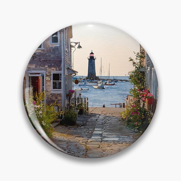 Item preview, Watercolor View of Nantucket Cottages and Cobblestone Street designed and sold by daila70.
