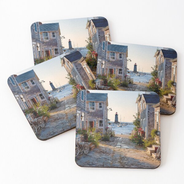 Item preview, Watercolor View of Nantucket Cottages and Cobblestone Street designed and sold by daila70.