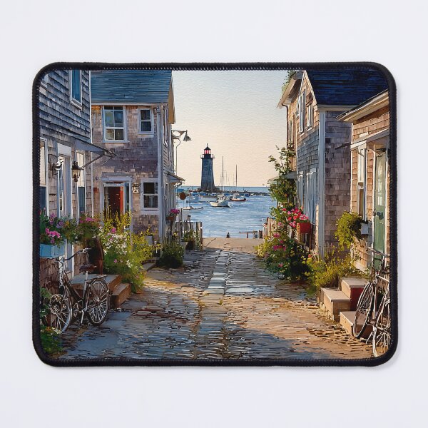 Item preview, Watercolor View of Nantucket Cottages and Cobblestone Street designed and sold by daila70.