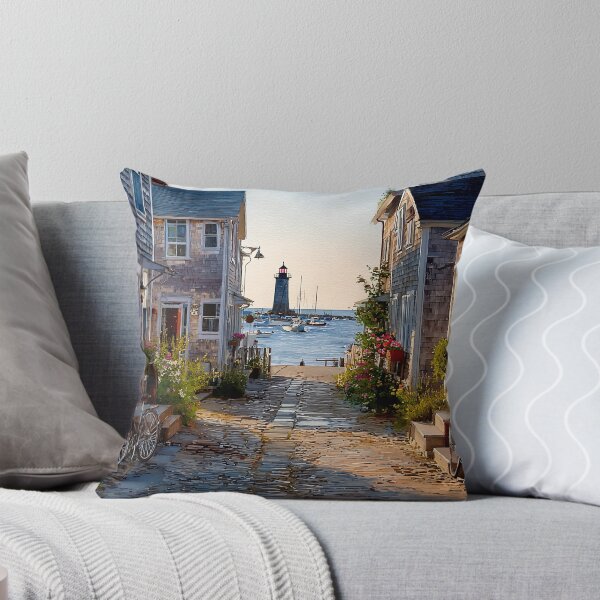 Item preview, Watercolor View of Nantucket Cottages and Cobblestone Street designed and sold by daila70.