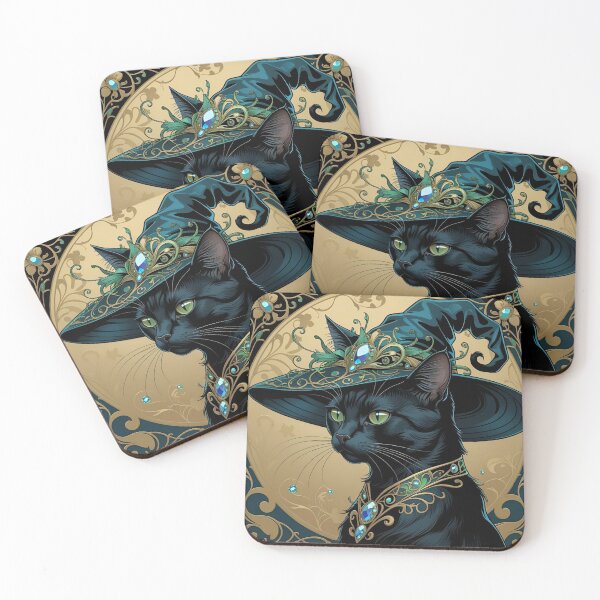 Item preview, Mystical Feline in Vintage Witch Hat designed and sold by Edenglow Prints & Peculiars.
