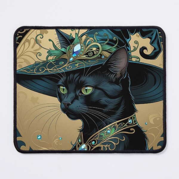 Item preview, Mystical Feline in Vintage Witch Hat designed and sold by Edenglow Prints & Peculiars.