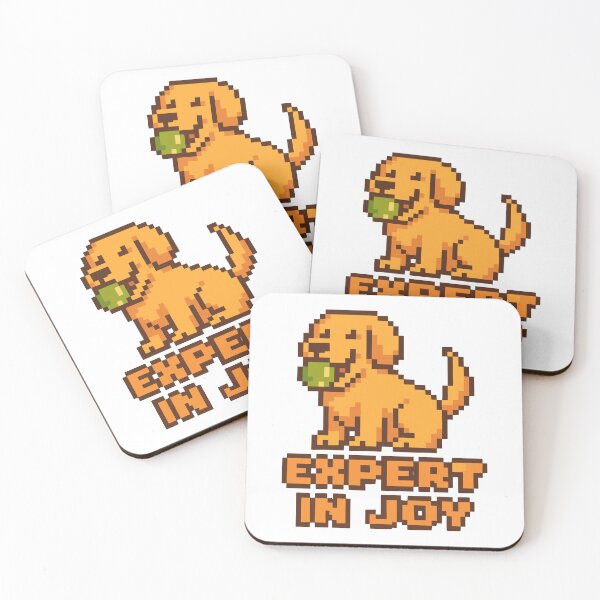 Item preview, Expert in Joy – Golden Retriever with Pixel Tennis Ball designed and sold by NaturePixel.