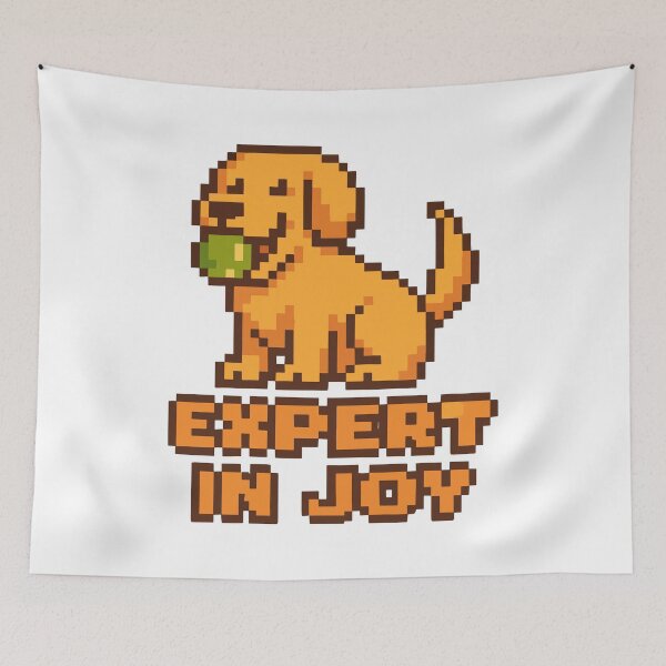 Item preview, Expert in Joy – Golden Retriever with Pixel Tennis Ball designed and sold by NaturePixel.