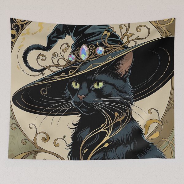 Item preview, Elegant Witch Cat Familiar designed and sold by Edenglow Prints & Peculiars.