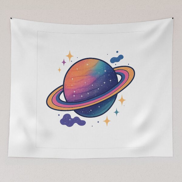 Item preview, Colorful Planet with Rings - Cosmic Space Art designed and sold by PastimeMastery.