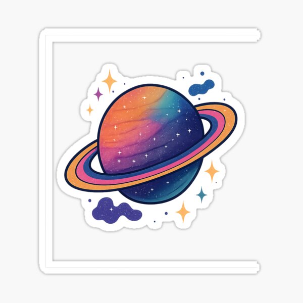 Item preview, Colorful Planet with Rings - Cosmic Space Art designed and sold by PastimeMastery.