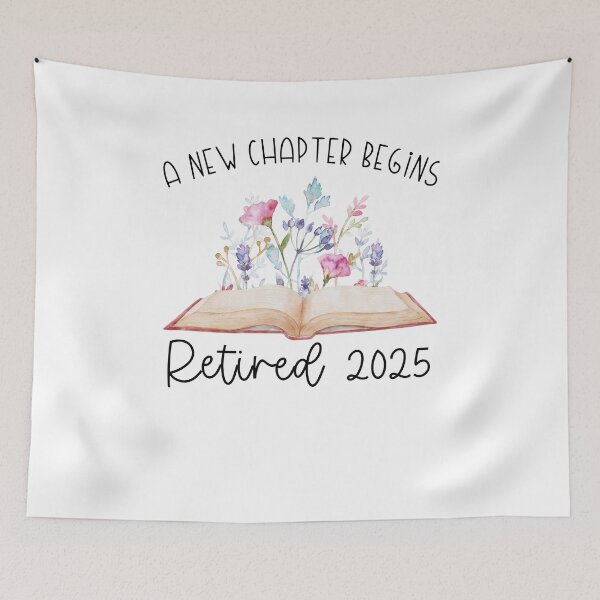 Item preview, Summer Floral Book Teacher Retirement, A New Chapter Begins Retired 2025 designed and sold by Run to Creations.