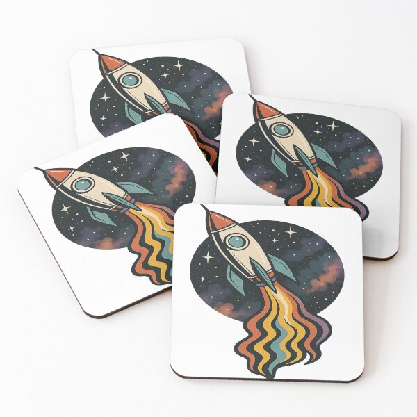 Item preview, Retro Rocket Ship - Colorful Space Adventure designed and sold by PastimeMastery.