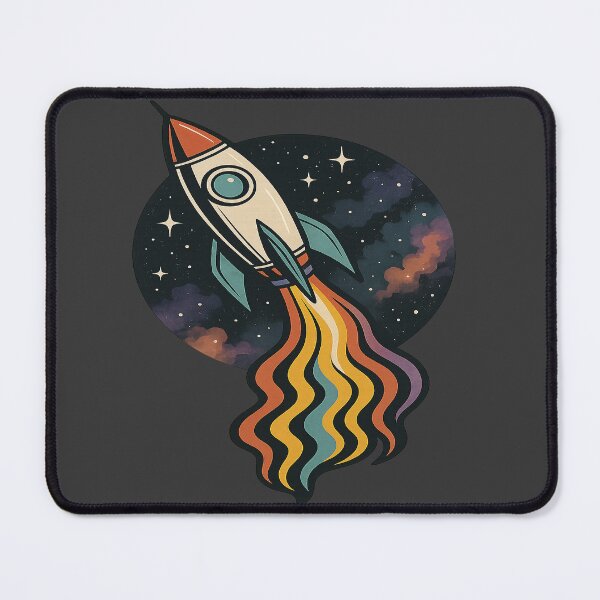 Item preview, Retro Rocket Ship - Colorful Space Adventure designed and sold by PastimeMastery.