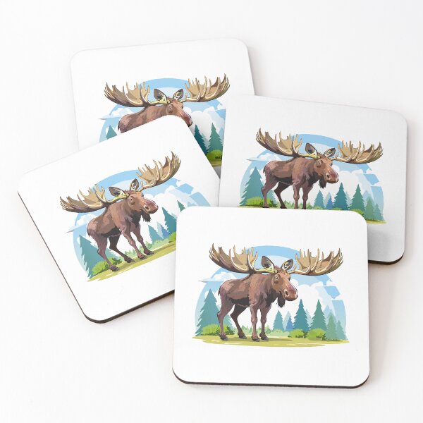 Item preview, Depiction of moose with bold antlers, Moose buck or elk full body vector illustration, Bull moose alces standing (Alces alces) designed and sold by Danler.