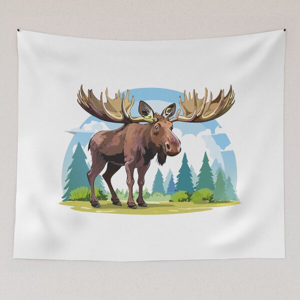 Item preview, Depiction of moose with bold antlers, Moose buck or elk full body vector illustration, Bull moose alces standing (Alces alces) designed and sold by Danler.