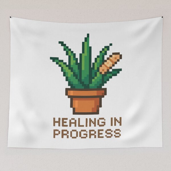Item preview, Healing in Progress – Pixel Aloe Vera with Bandage designed and sold by NaturePixel.