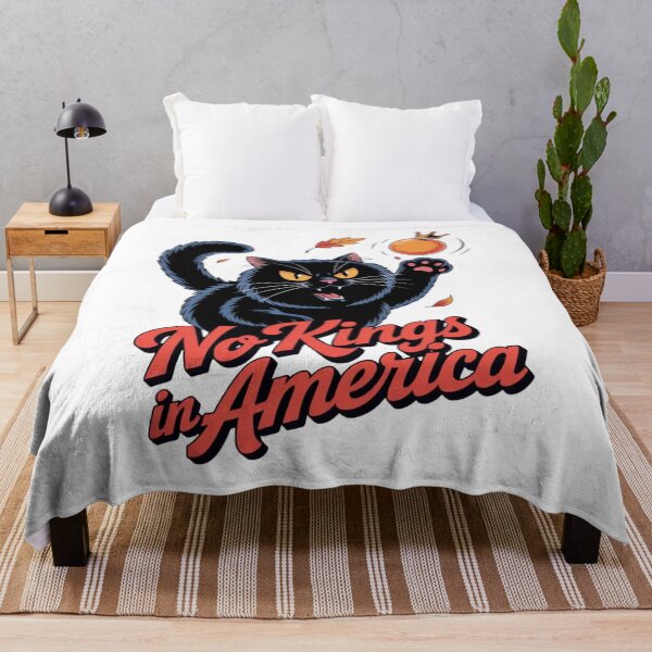 Item preview, Rebellious Black Cat Kicking Crowned Orange – No Kings in America Design designed and sold by ARTReMi.