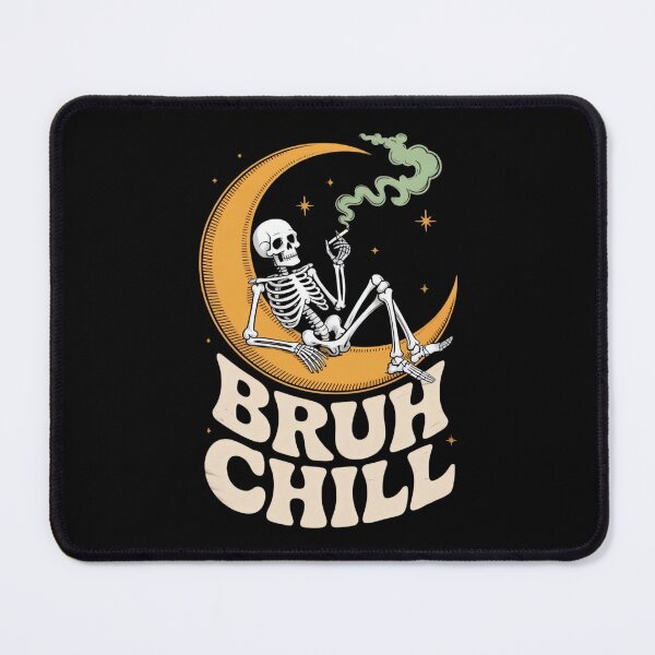 Item preview, Chill Skeleton on Crescent Moon with Cigarette – “Bruh Chill” Retro Poster Design designed and sold by ARTReMi.