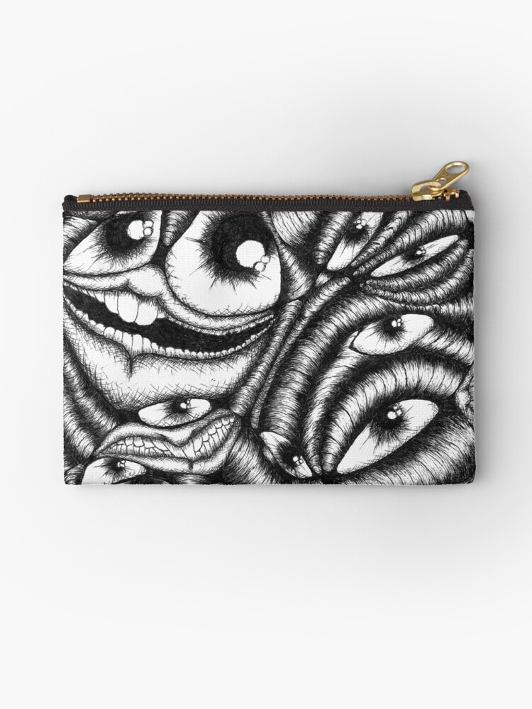 Thumbnail 1 of 4, Zipper Pouch, Abstract Black & White Eye Art designed and sold by Eclectic-Kim.