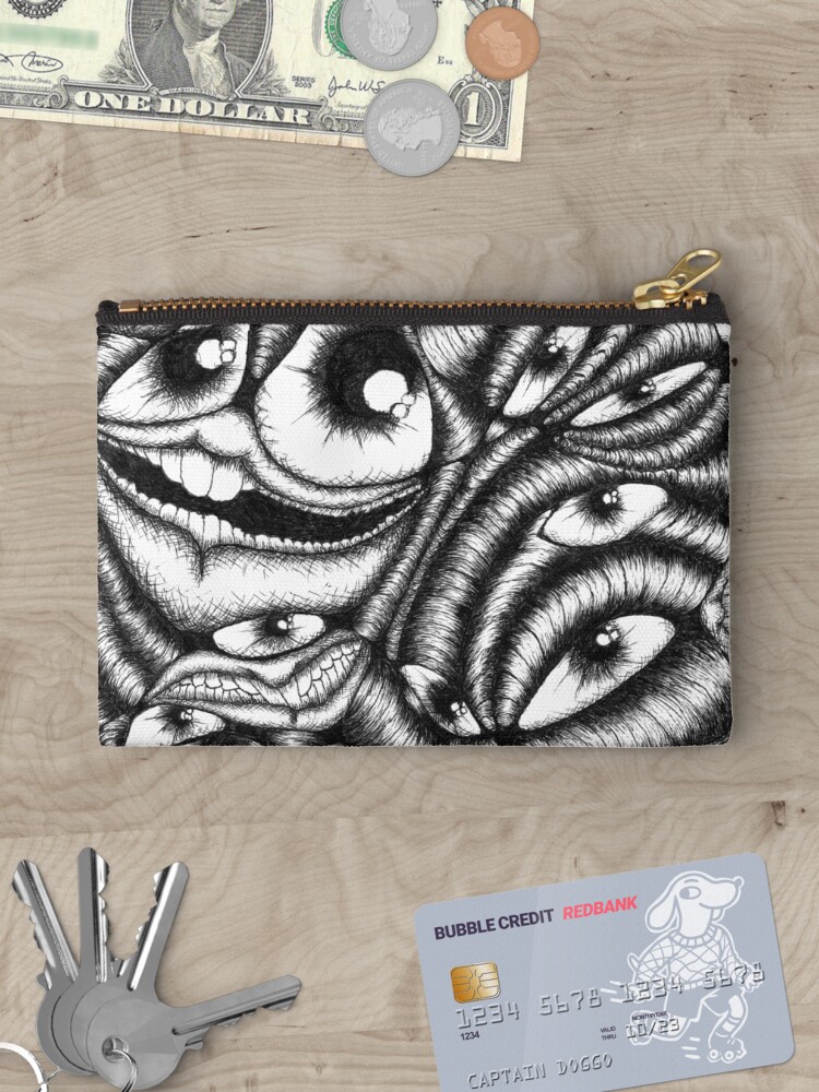 Thumbnail 3 of 4, Zipper Pouch, Abstract Black & White Eye Art designed and sold by Eclectic-Kim.