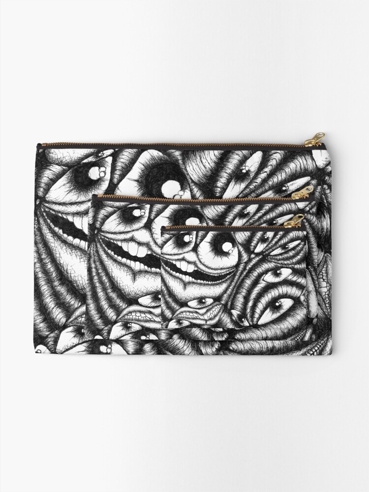 Thumbnail 2 of 4, Zipper Pouch, Abstract Black & White Eye Art designed and sold by Eclectic-Kim.