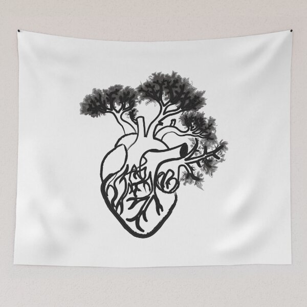 Item preview, black ink heart with trees growing designed and sold by Merch Project.